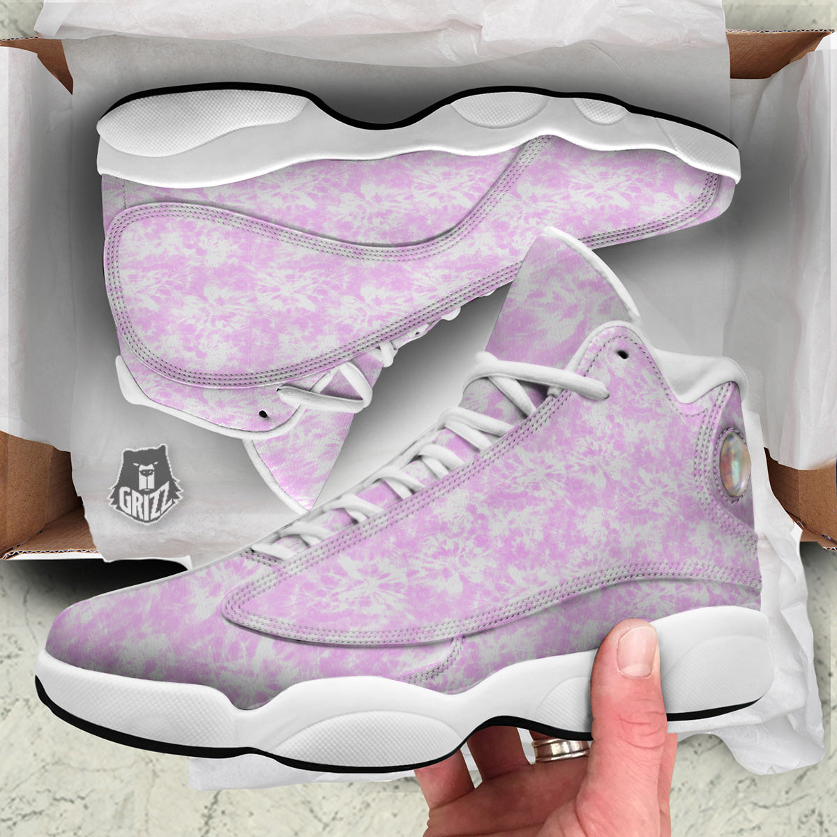 Tie Dye Shibori Pink Print Pattern White Basketball Shoes-grizzshop