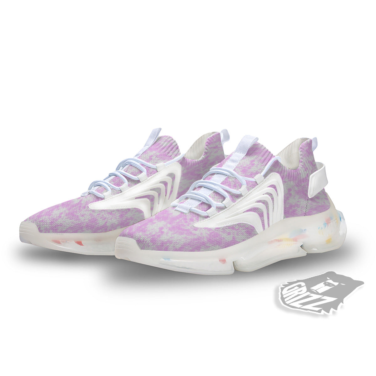 Tie Dye Shibori Pink Print Pattern White Gym Shoes-grizzshop