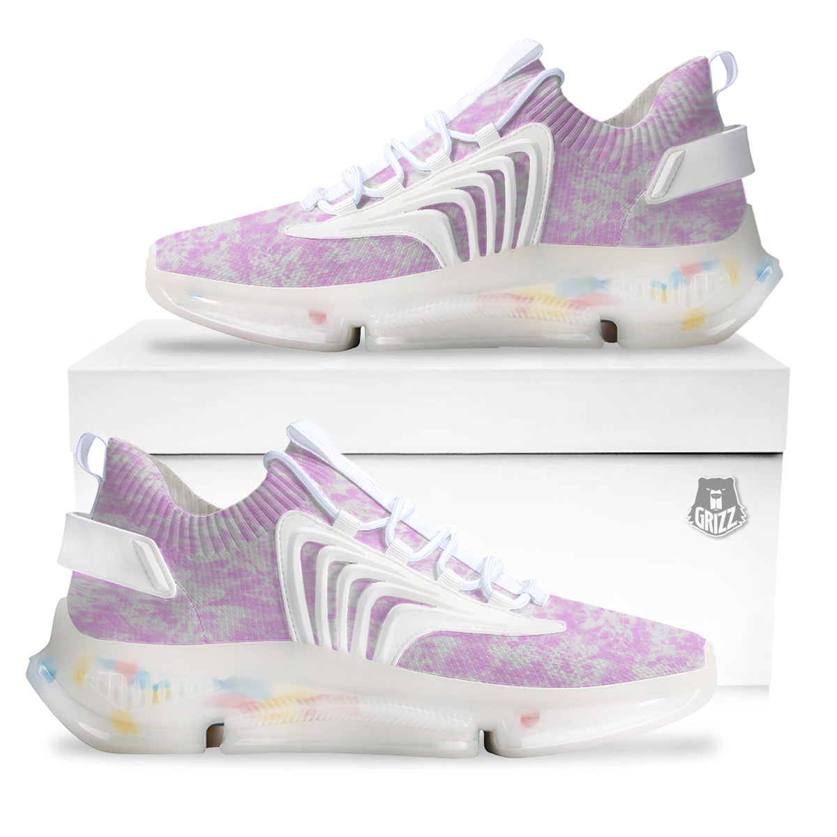 Tie Dye Shibori Pink Print Pattern White Gym Shoes-grizzshop