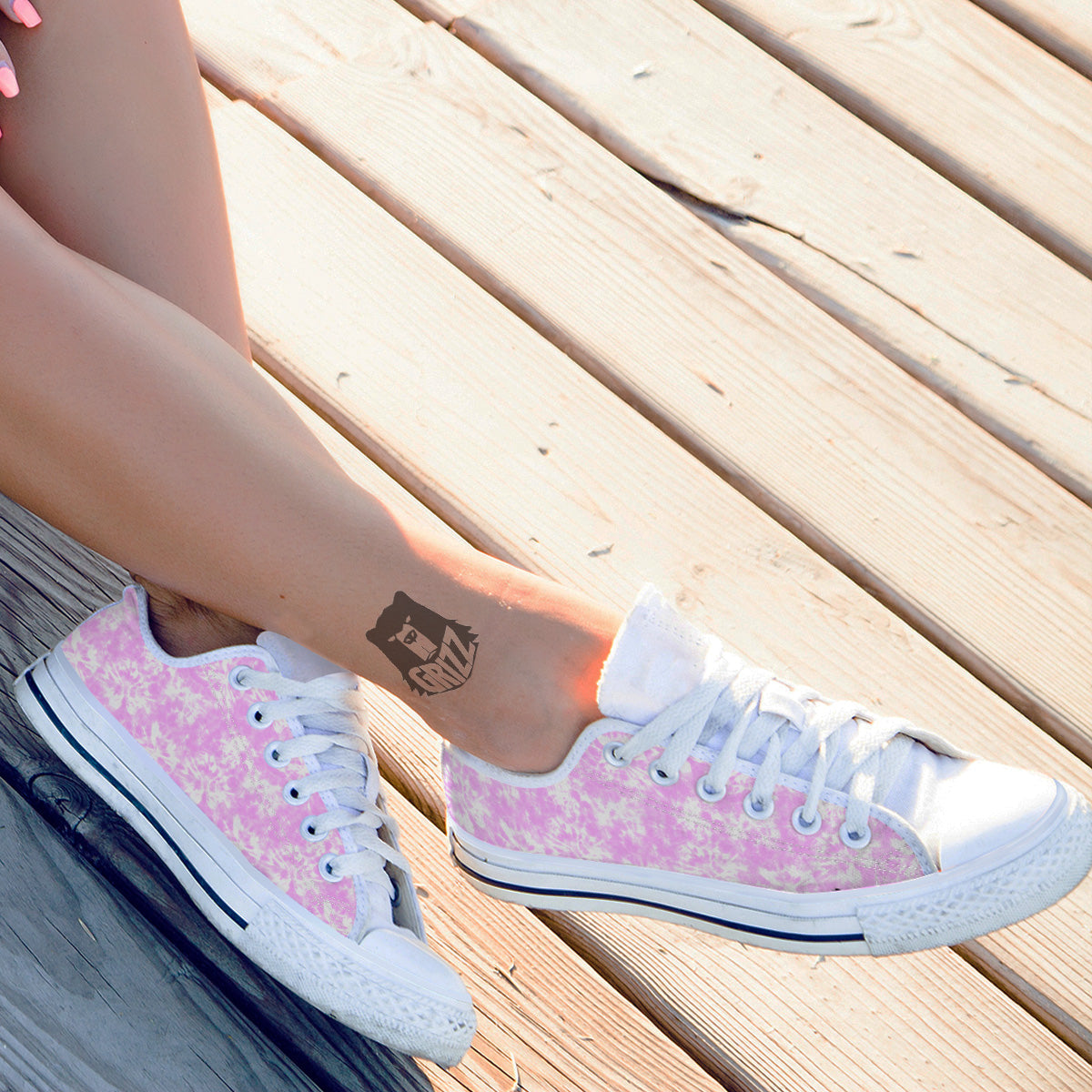 Tie Dye Shibori Pink Print Pattern White Low Top Shoes-grizzshop
