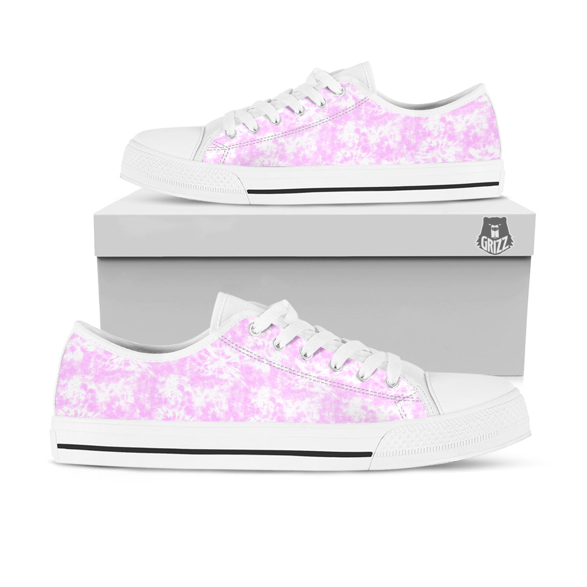 Tie Dye Shibori Pink Print Pattern White Low Top Shoes-grizzshop