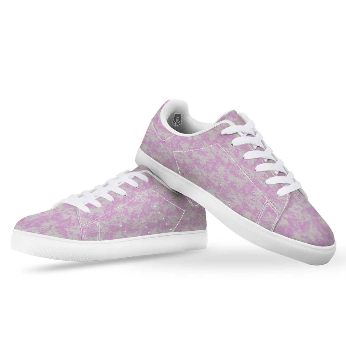Tie Dye Shibori Pink Print Pattern White Low Top Sneakers-grizzshop