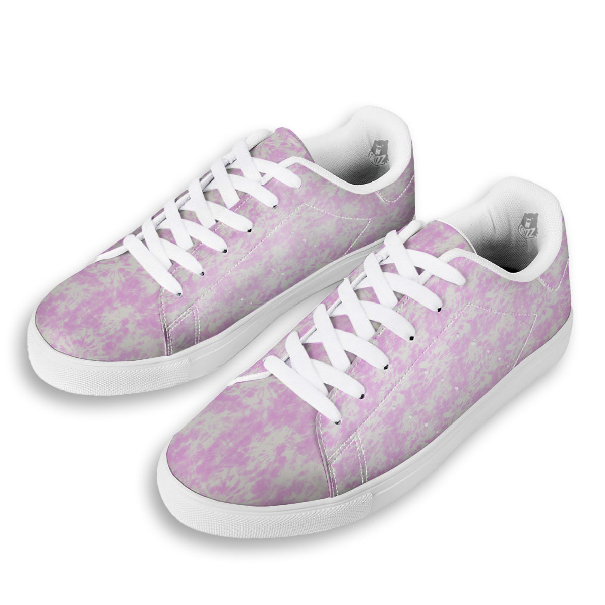 Tie Dye Shibori Pink Print Pattern White Low Top Sneakers-grizzshop