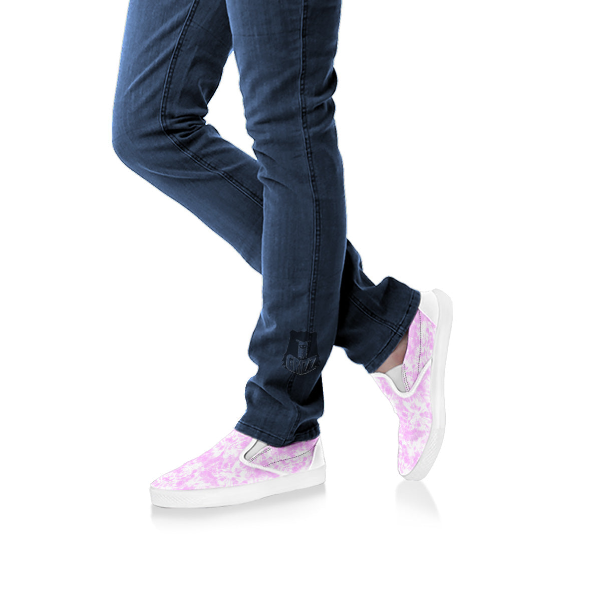 Tie Dye Shibori Pink Print Pattern White Slip On Shoes-grizzshop