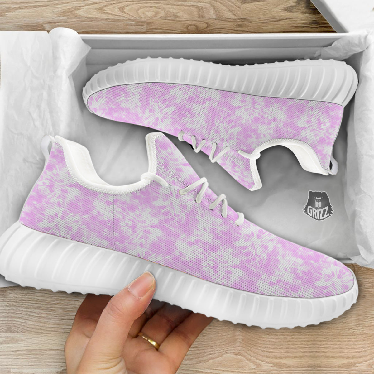 Tie Dye Shibori Pink Print Pattern White Walking Shoes-grizzshop