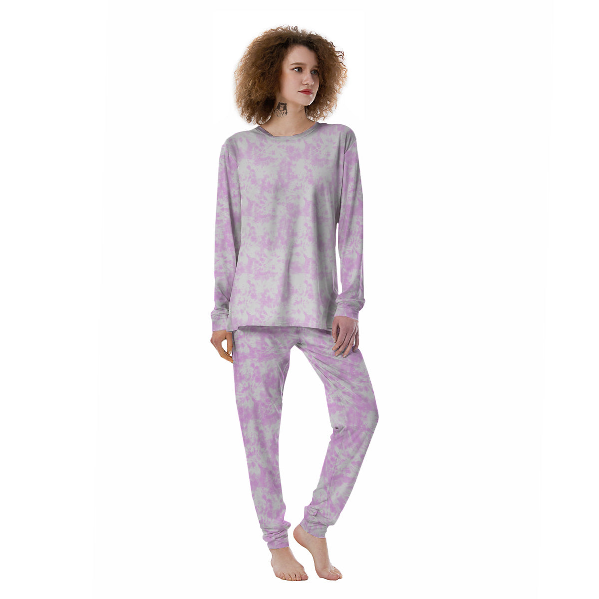 Tie Dye Shibori Pink Print Pattern Women's Pajamas-grizzshop