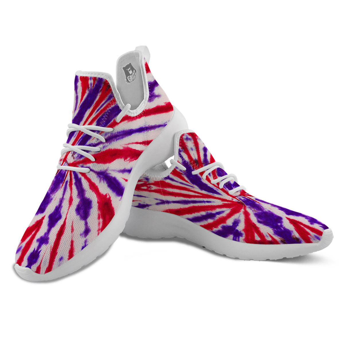 Tie Dye Spider Red And Purple Print White Athletic Shoes-grizzshop