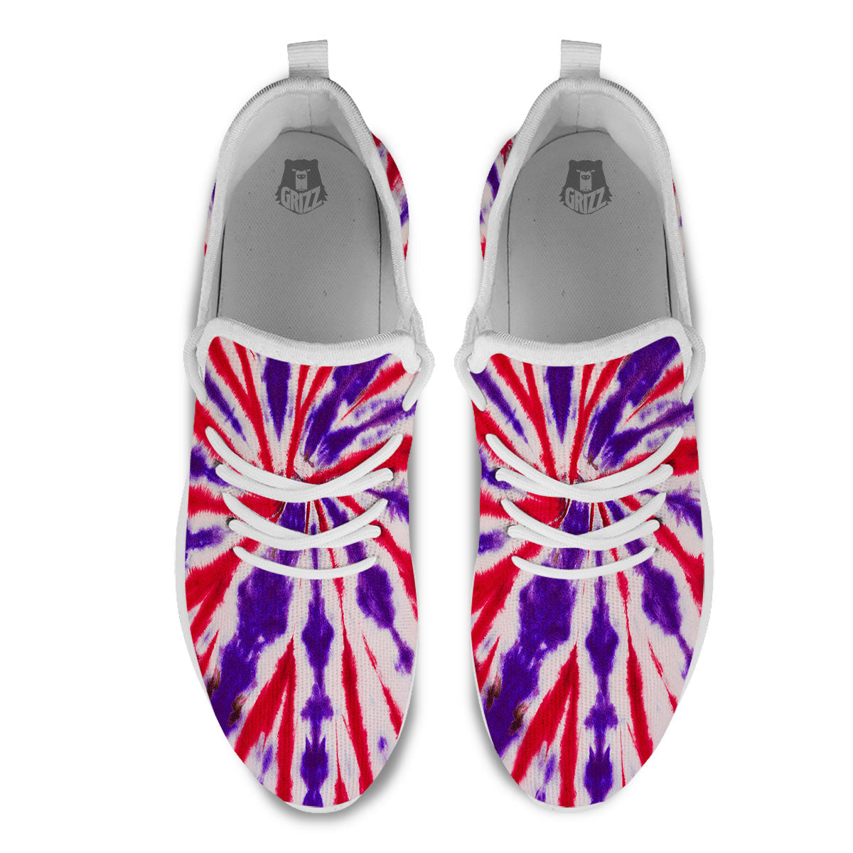 Tie Dye Spider Red And Purple Print White Athletic Shoes-grizzshop