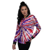 Tie Dye Spider Red And Purple Print Women's Bomber Jacket-grizzshop