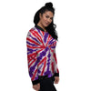 Tie Dye Spider Red And Purple Print Women's Bomber Jacket-grizzshop