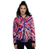 Tie Dye Spider Red And Purple Print Women's Bomber Jacket-grizzshop