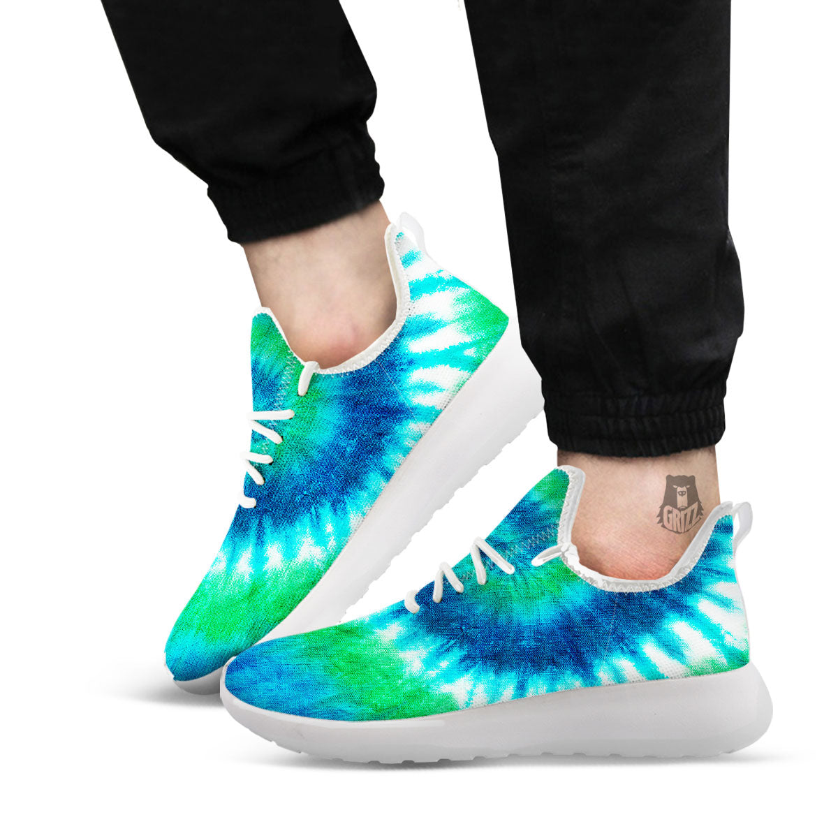 Tie Dye Spiral Print White Athletic Shoes-grizzshop