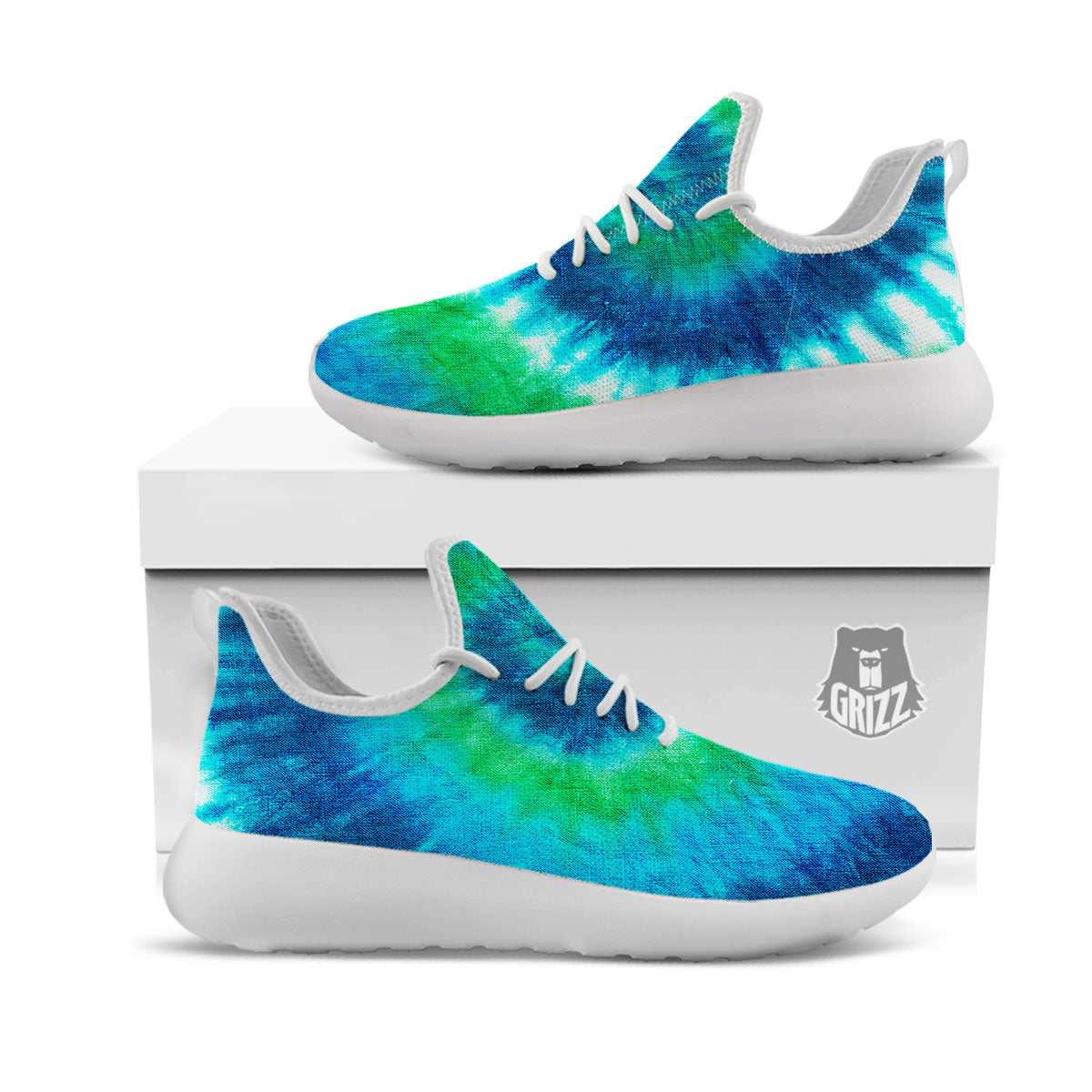 Tie Dye Spiral Print White Athletic Shoes-grizzshop