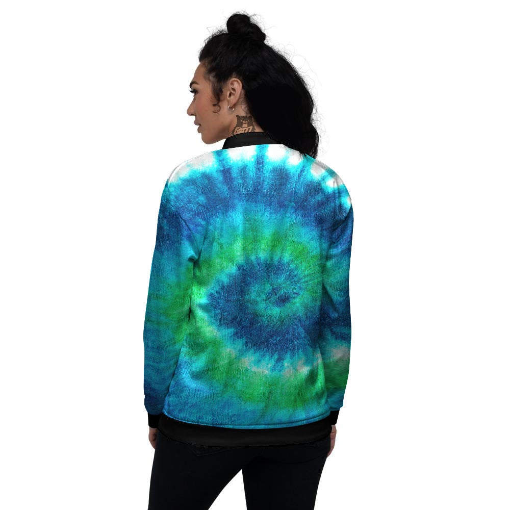 Tie Dye Spiral Print Women's Bomber Jacket-grizzshop