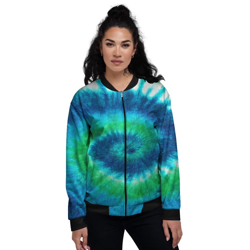 Tie Dye Spiral Print Women's Bomber Jacket-grizzshop