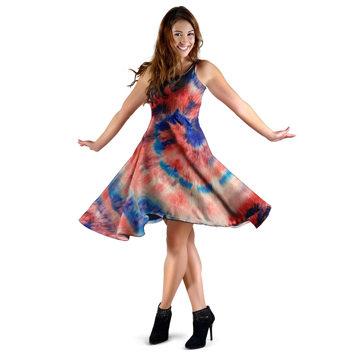 Tie Dye Swirl Batik Dress-grizzshop