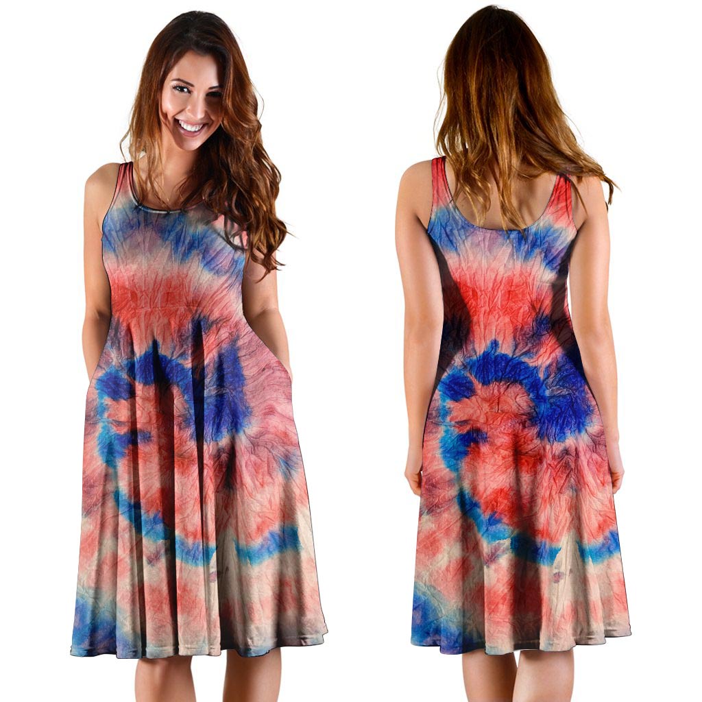 Tie Dye Swirl Batik Dress-grizzshop