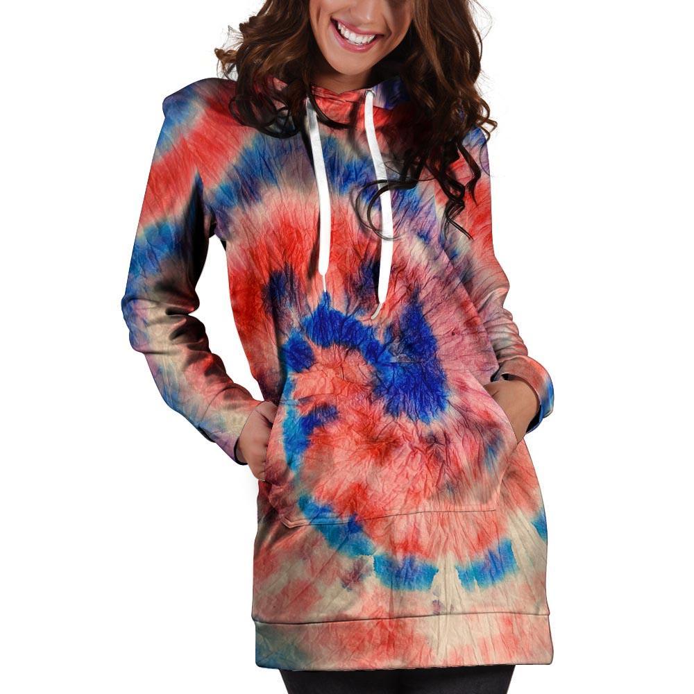 Tie Dye Swirl Batik Hoodie Dress-grizzshop