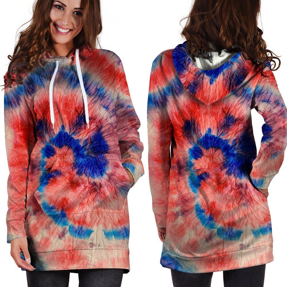 Tie Dye Swirl Batik Hoodie Dress-grizzshop