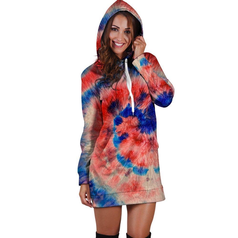 Tie Dye Swirl Batik Hoodie Dress-grizzshop