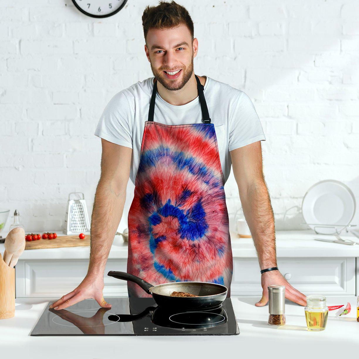 Tie Dye Swirl Batik Men's Apron-grizzshop