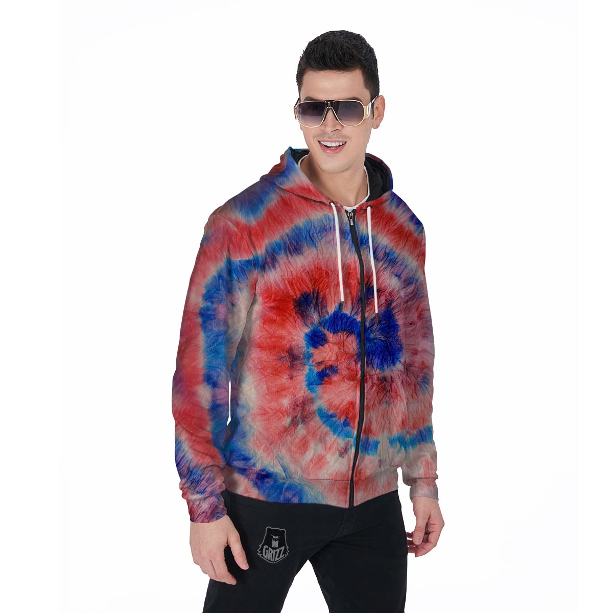 Tie Dye Swirl Batik Men's Zip Up Hoodie-grizzshop