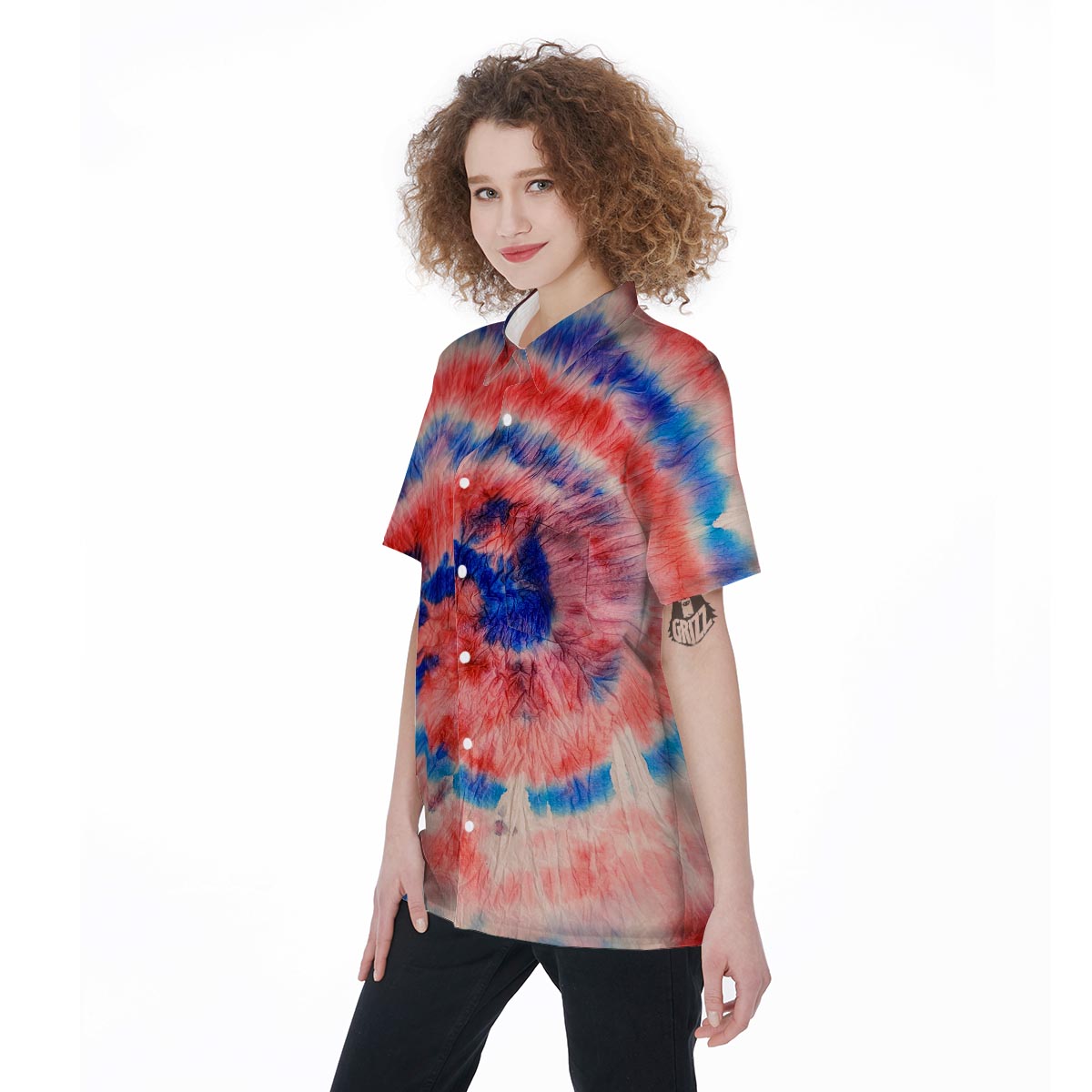 Tie Dye Swirl Batik Women's Short Sleeve Shirts-grizzshop