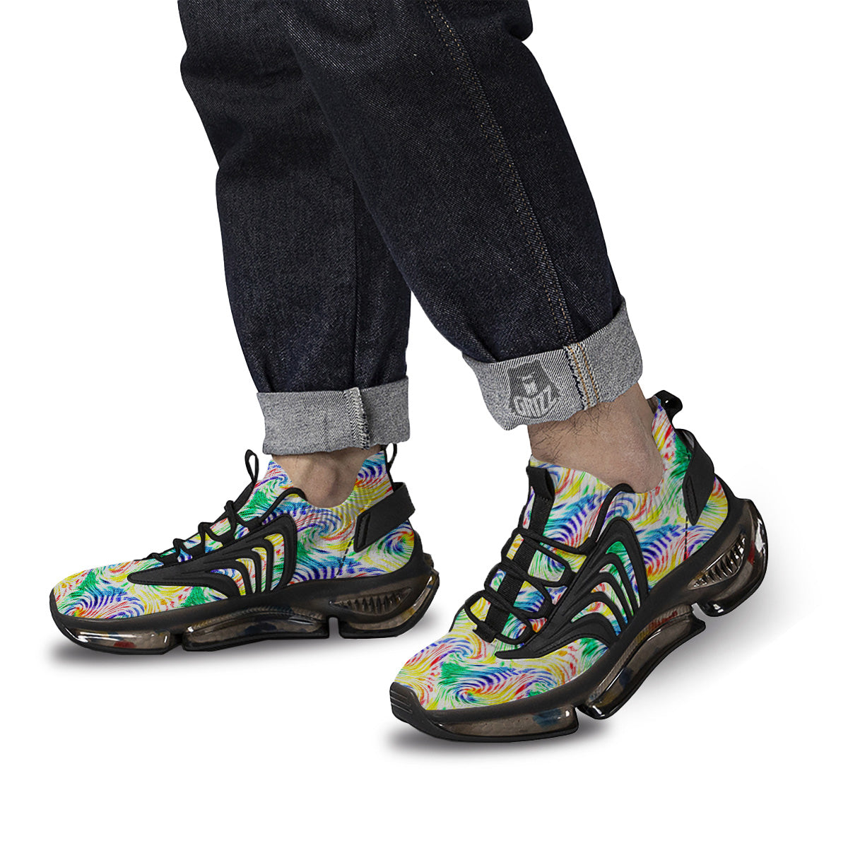 Tie Dye Swirl Colorful Print Pattern Black Gym Shoes-grizzshop