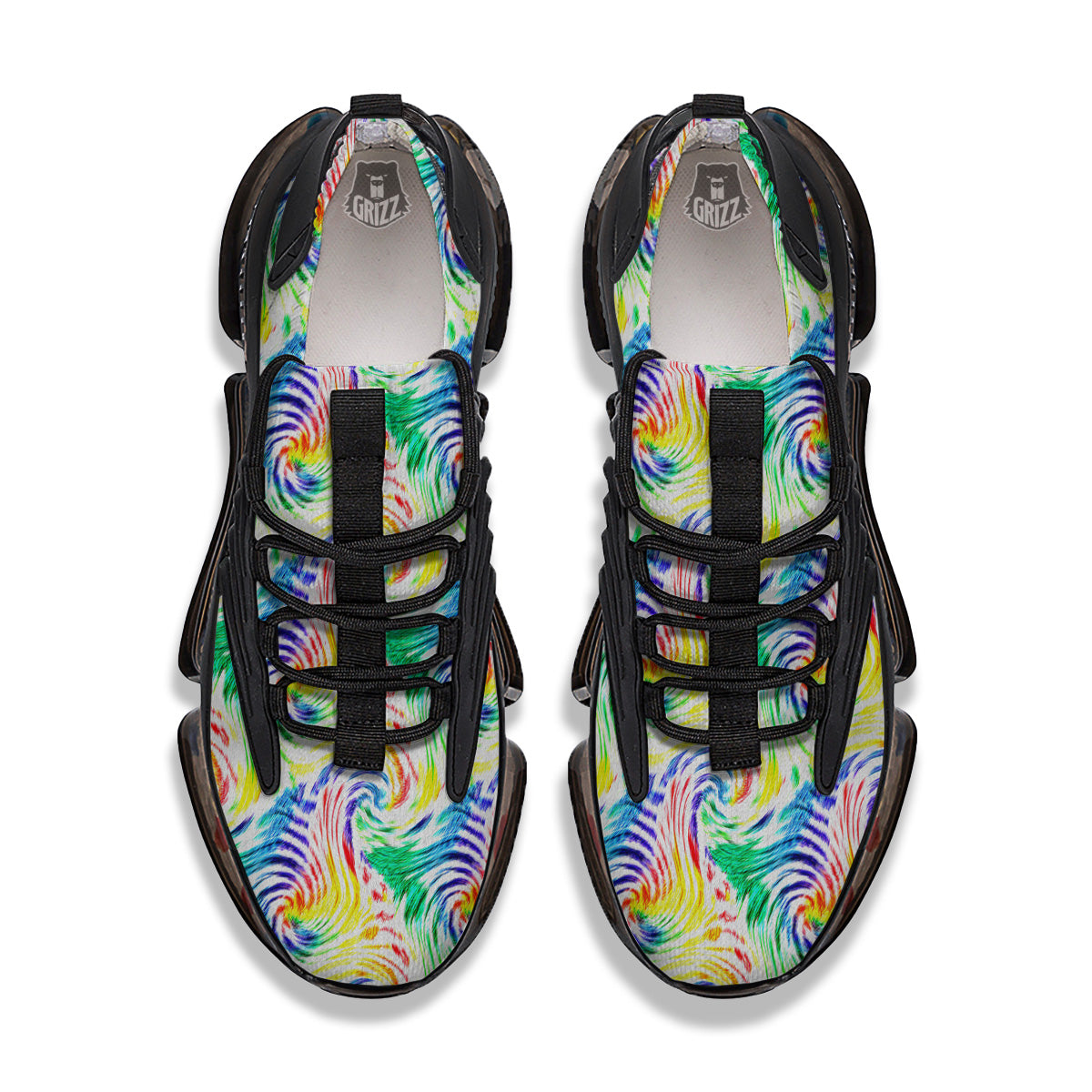 Tie Dye Swirl Colorful Print Pattern Black Gym Shoes-grizzshop