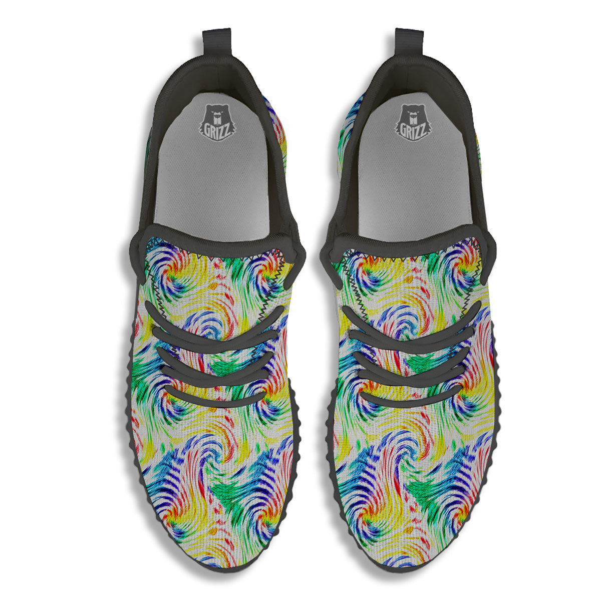 Tie Dye Swirl Colorful Print Pattern Black Walking Shoes-grizzshop