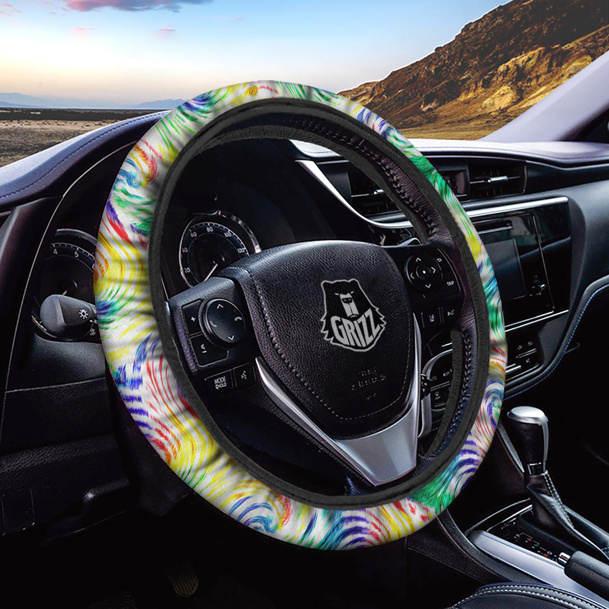 Tie Dye Swirl Colorful Print Pattern Car Steering Wheel Cover-grizzshop