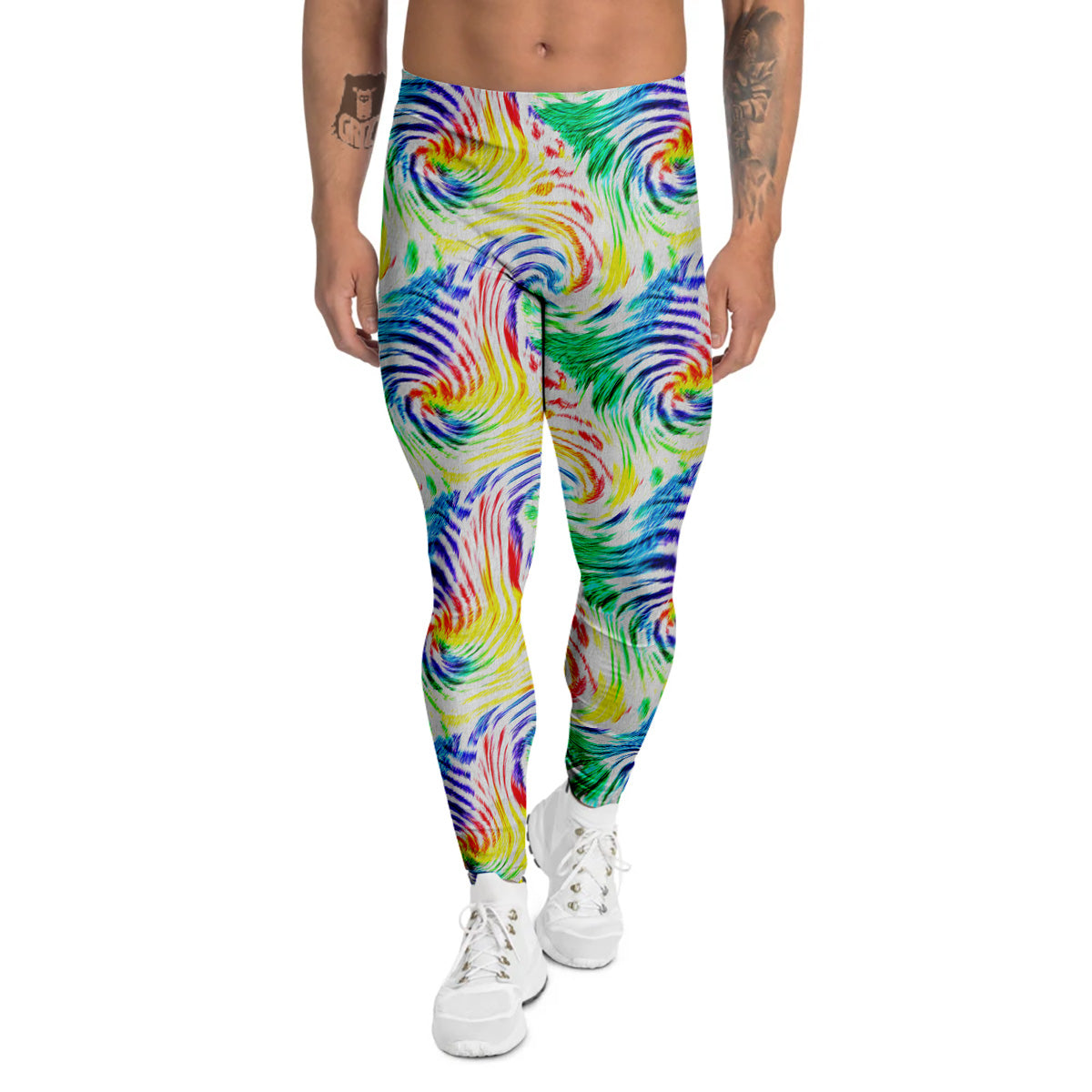 Tie Dye Swirl Colorful Print Pattern Men's Leggings-grizzshop