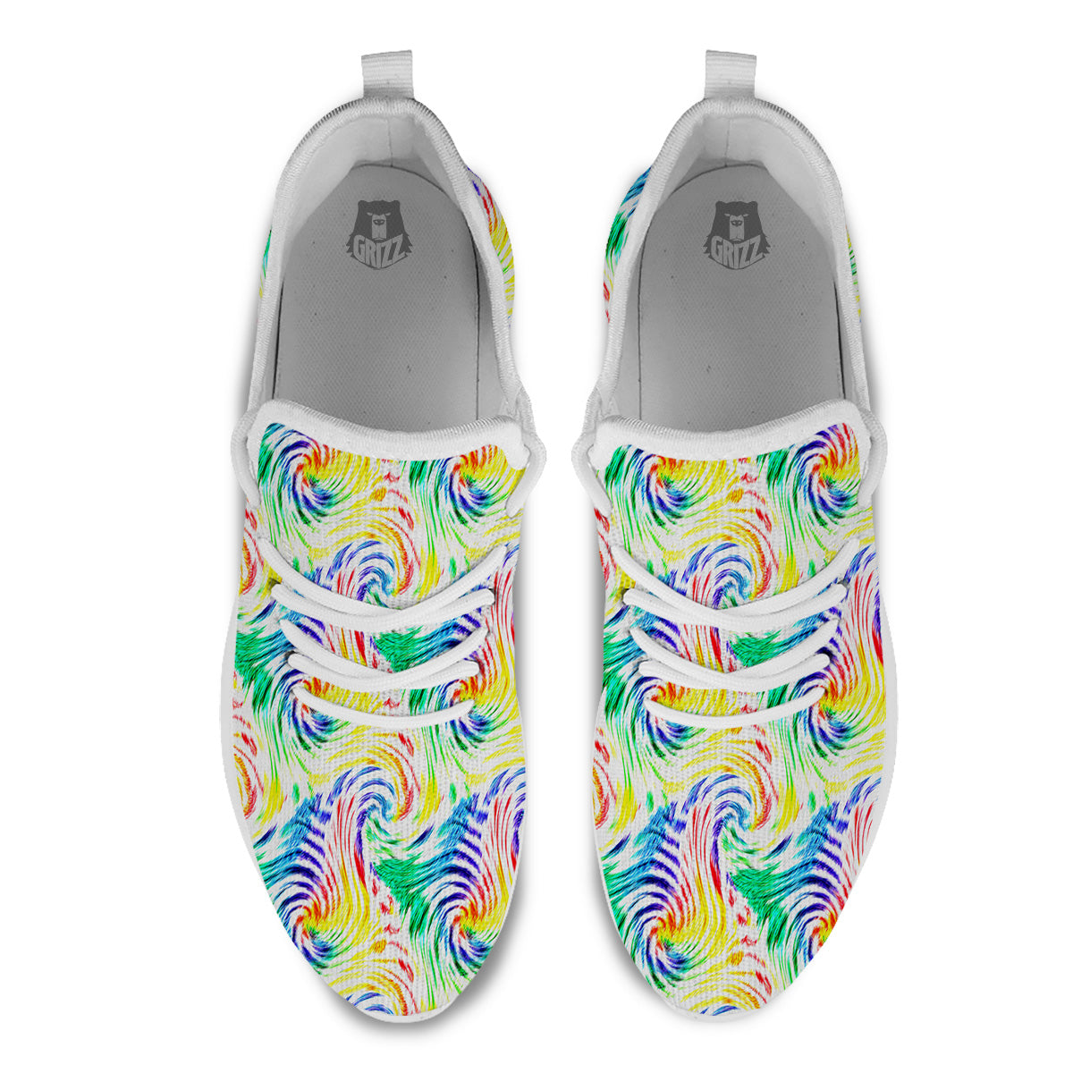 Tie Dye Swirl Colorful Print Pattern White Athletic Shoes-grizzshop