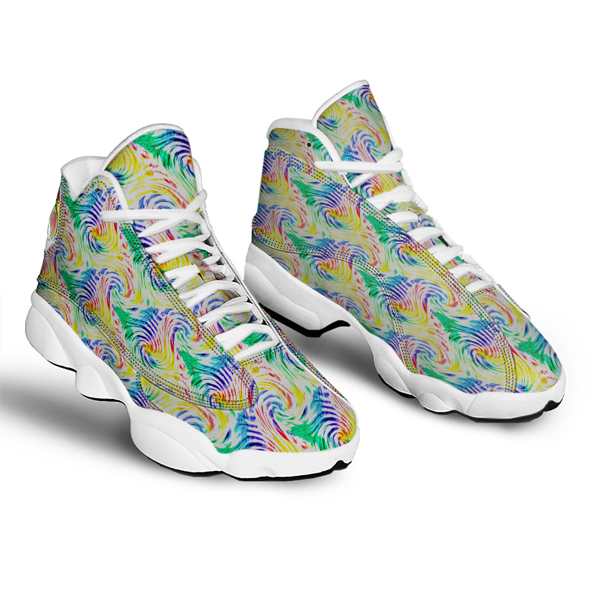 Tie Dye Swirl Colorful Print Pattern White Basketball Shoes-grizzshop