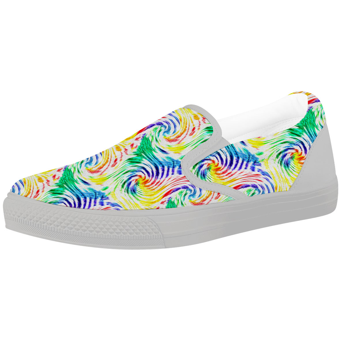 Tie Dye Swirl Colorful Print Pattern White Slip On Shoes-grizzshop