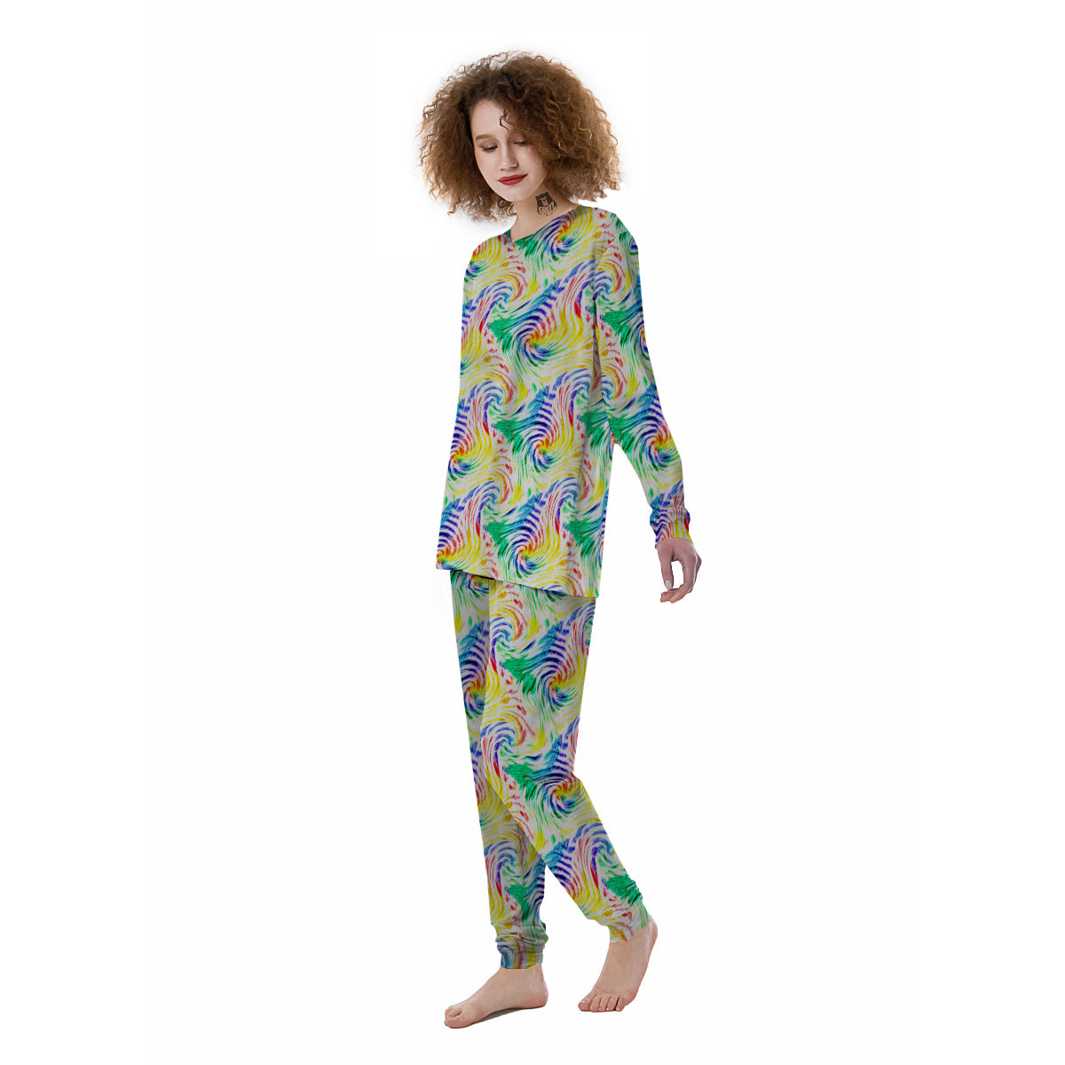 Tie Dye Swirl Colorful Print Pattern Women's Pajamas-grizzshop