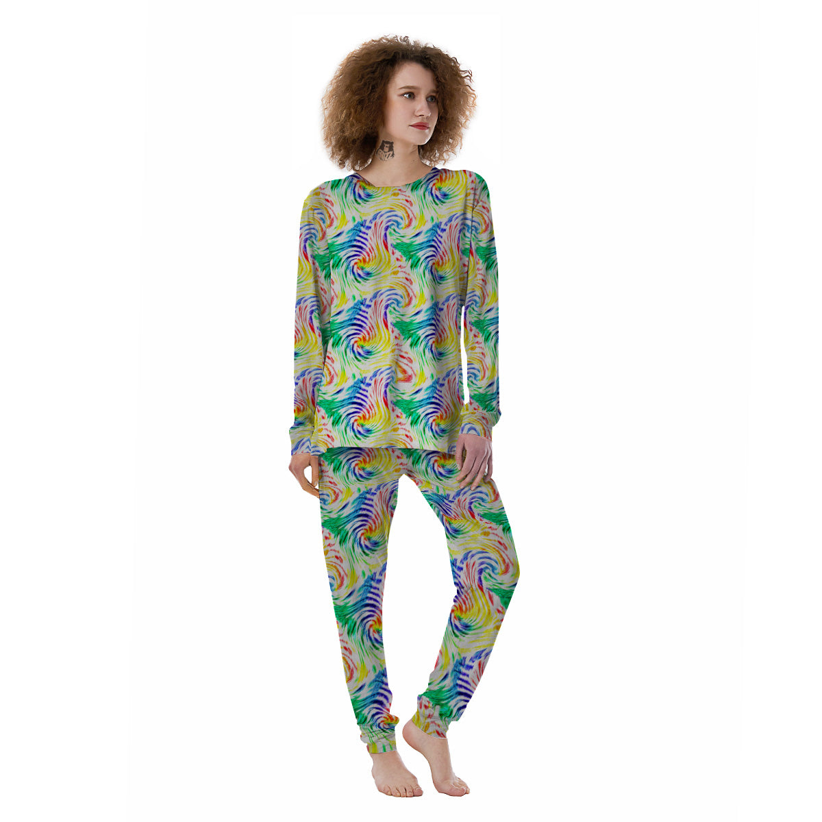 Tie Dye Swirl Colorful Print Pattern Women's Pajamas-grizzshop