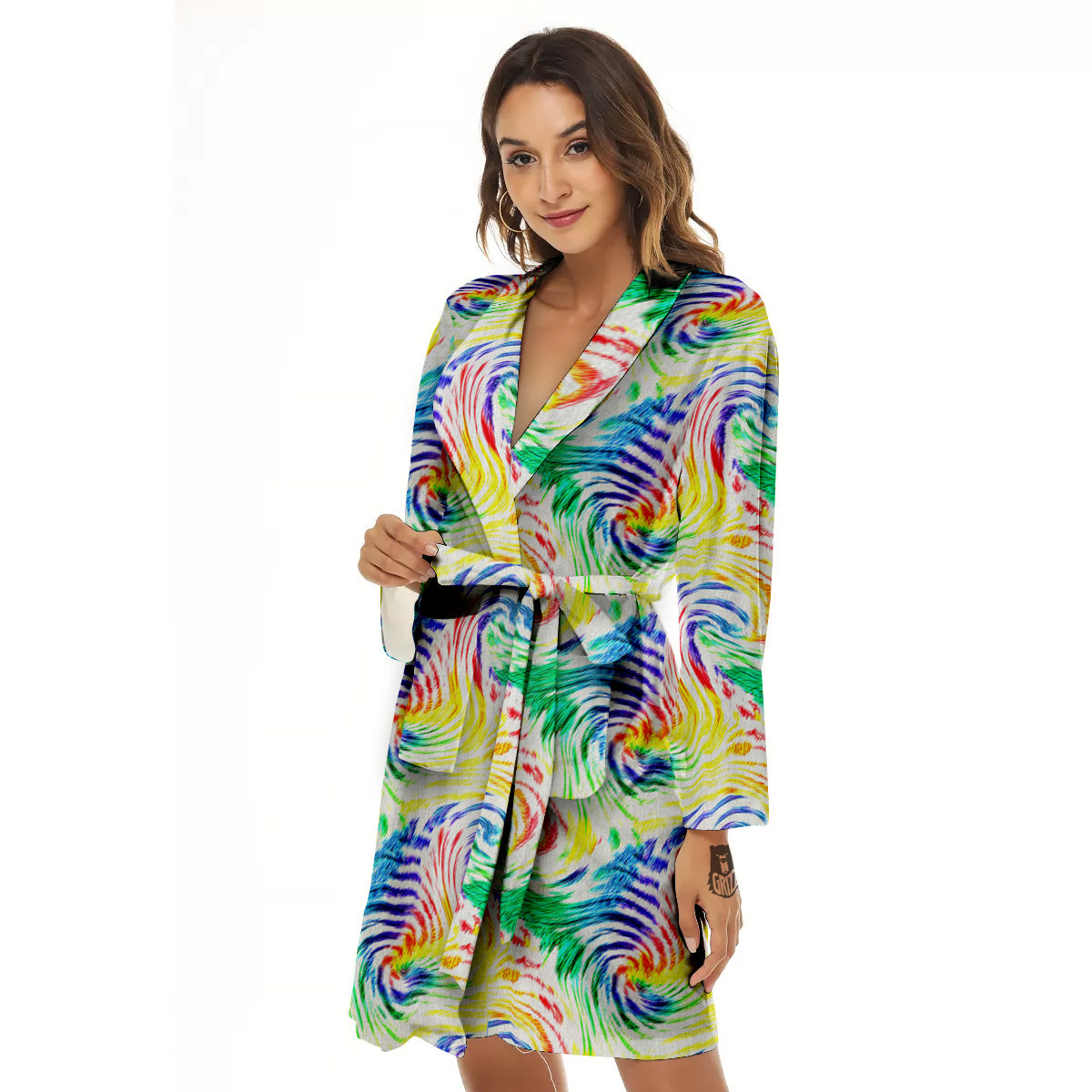 Tie Dye Swirl Colorful Print Pattern Women's Robe-grizzshop