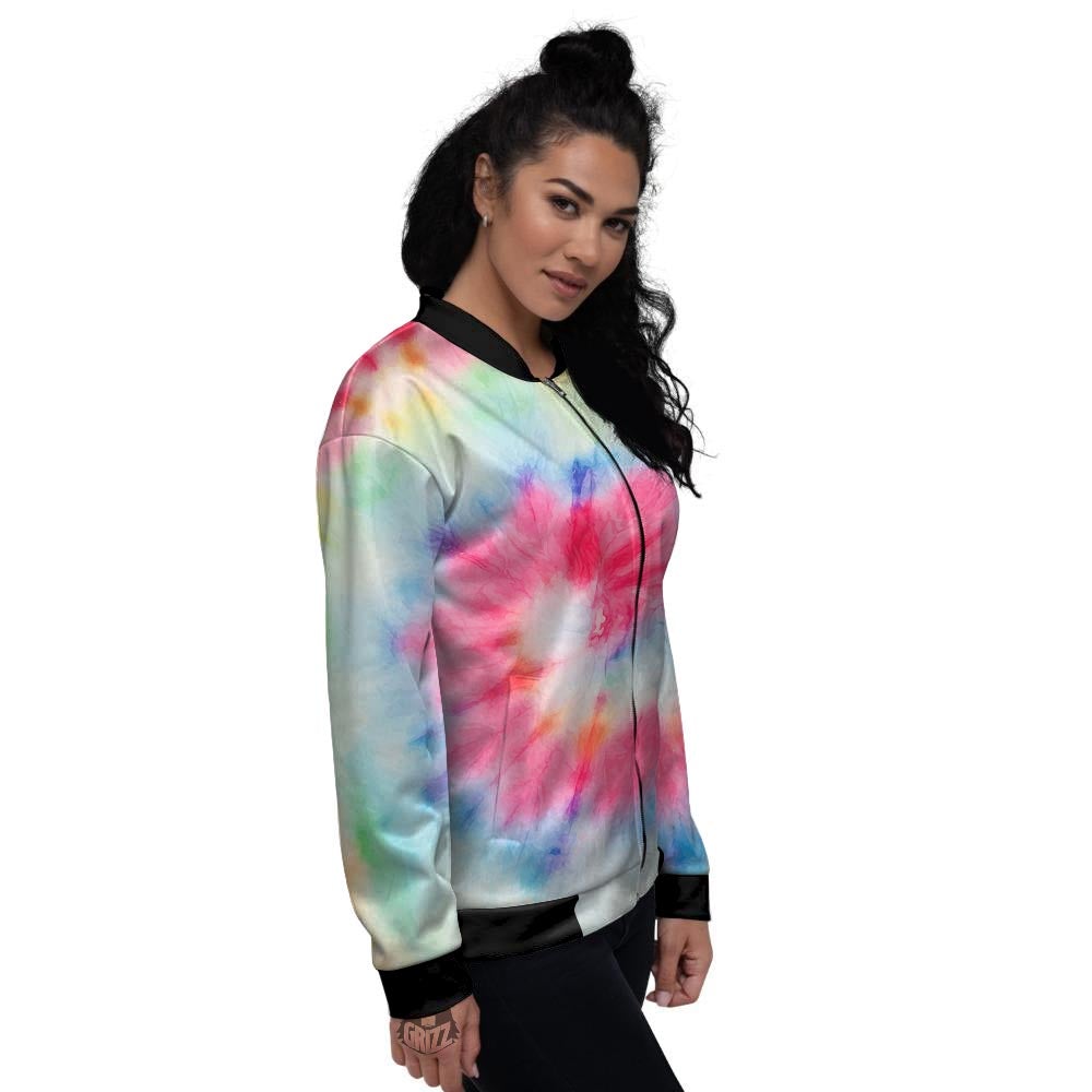 Tie Dye Swirl Print Women's Bomber Jacket-grizzshop