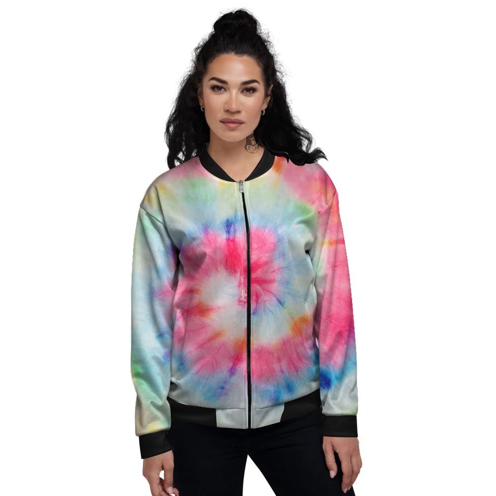 Tie Dye Swirl Print Women's Bomber Jacket-grizzshop