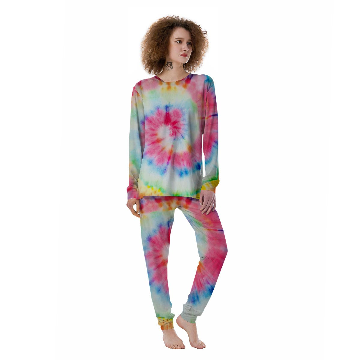 Tie Dye Swirl Print Women's Pajamas-grizzshop