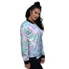 Tie Dye Teal And Pink Print Women's Bomber Jacket-grizzshop