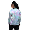 Tie Dye Teal And Pink Print Women's Bomber Jacket-grizzshop