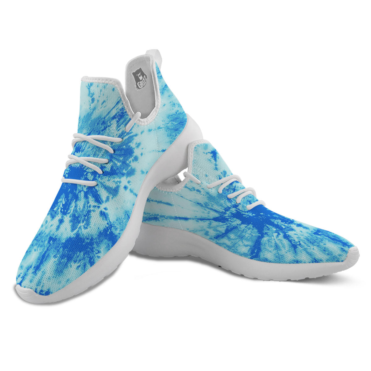 Tie Dye Turquoise Print White Athletic Shoes-grizzshop