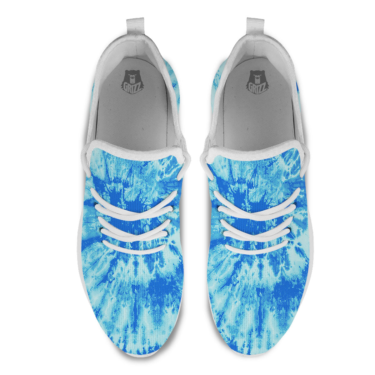 Tie Dye Turquoise Print White Athletic Shoes-grizzshop