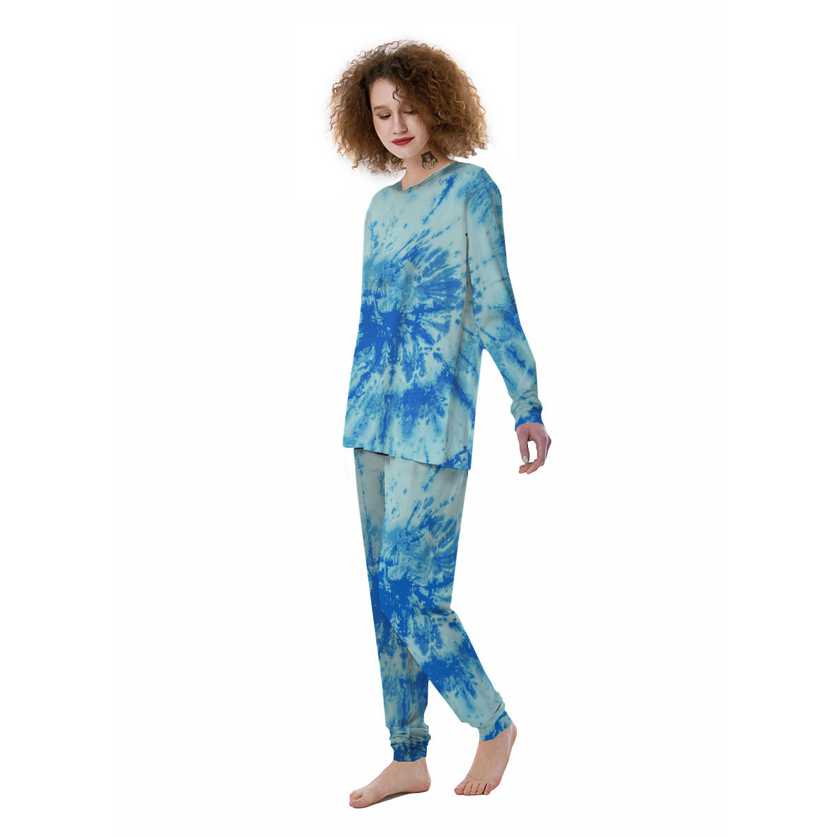 Tie Dye Turquoise Print Women's Pajamas-grizzshop