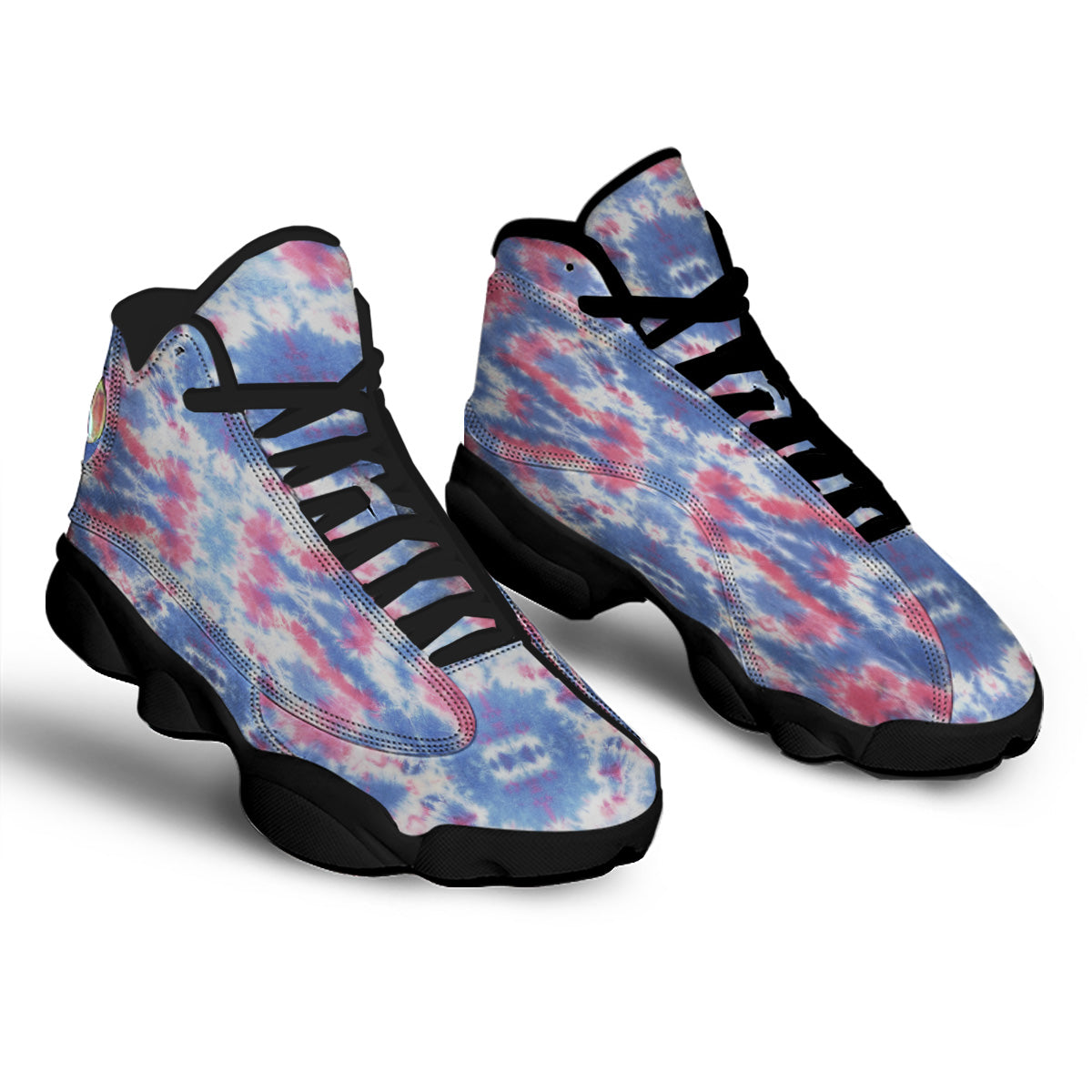 Tie Dye Two Tone Print Pattern Black Basketball Shoes-grizzshop
