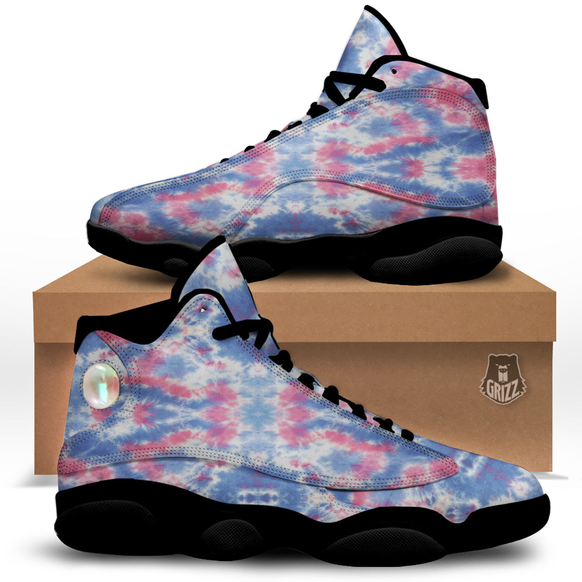 Tie Dye Two Tone Print Pattern Black Basketball Shoes-grizzshop
