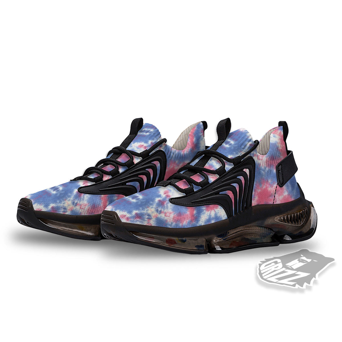 Tie Dye Two Tone Print Pattern Black Gym Shoes-grizzshop