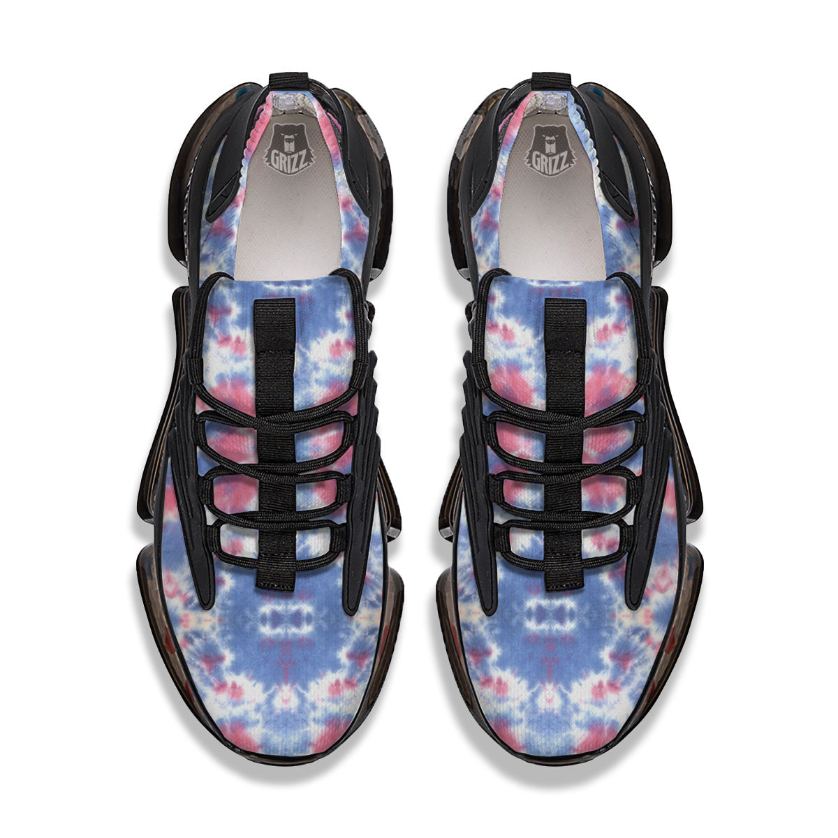 Tie Dye Two Tone Print Pattern Black Gym Shoes-grizzshop